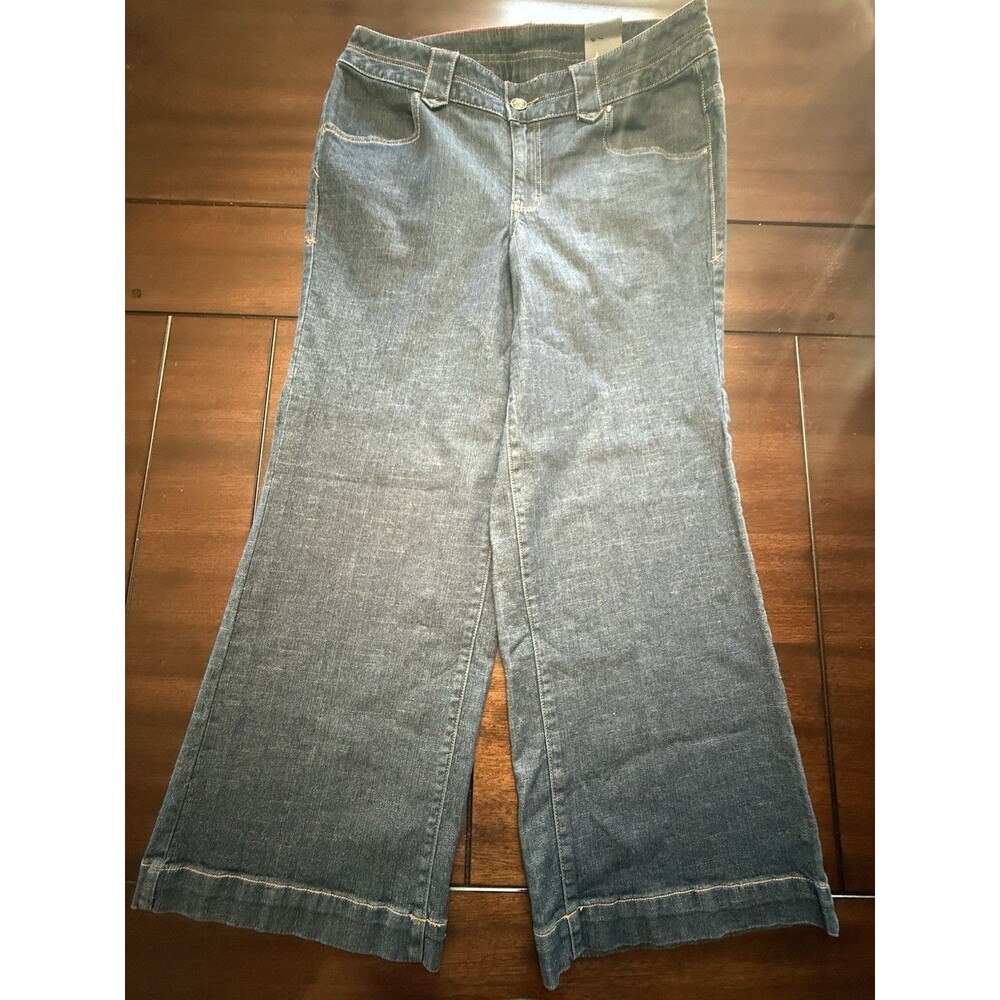 🔥NEW-Lane Bryant Women’s Wide Leg Flare Trouser Jean  Size 14x29 Denim Blue